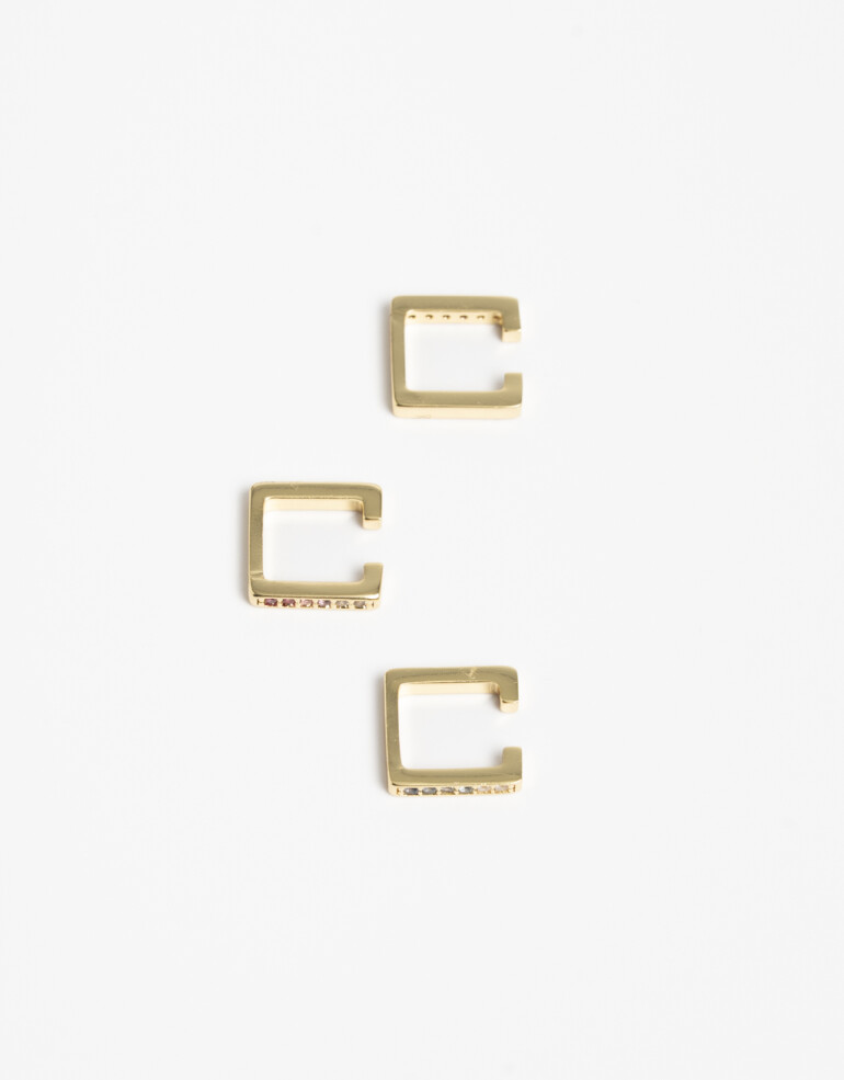 Aros Sets Cubic zirconia Earcuff Con Cubic Zirconia - Dorado