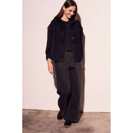 Sobrecamisa Gamuza Cuero Vegano Negro