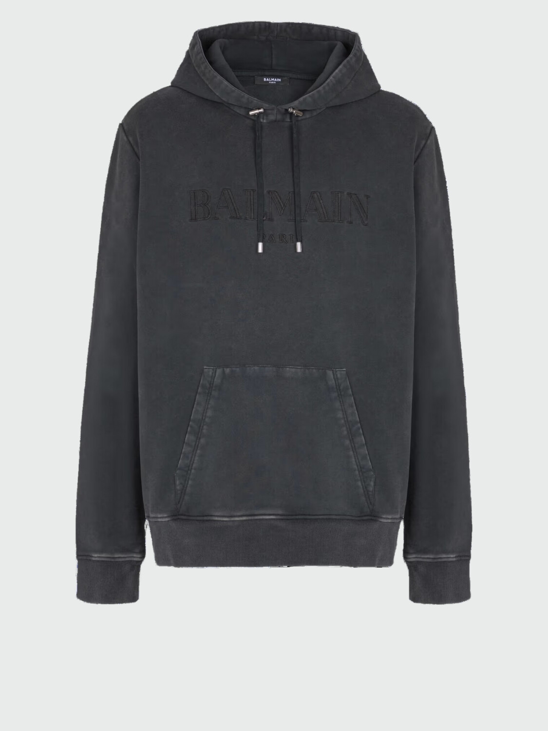 Balmain - Canguro con capucha bordada efecto vintage Gris