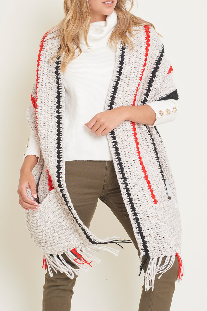 PASHMINA DANIELA - Crudo y negro 