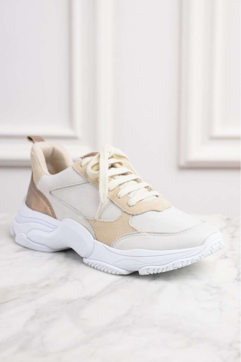 Zapatilla Combinada Cuero - Nacar 