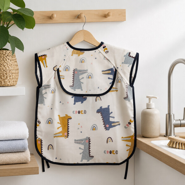 Babero Tipo Polera Impermeable para Bebé con Bolsillo Blanco 1