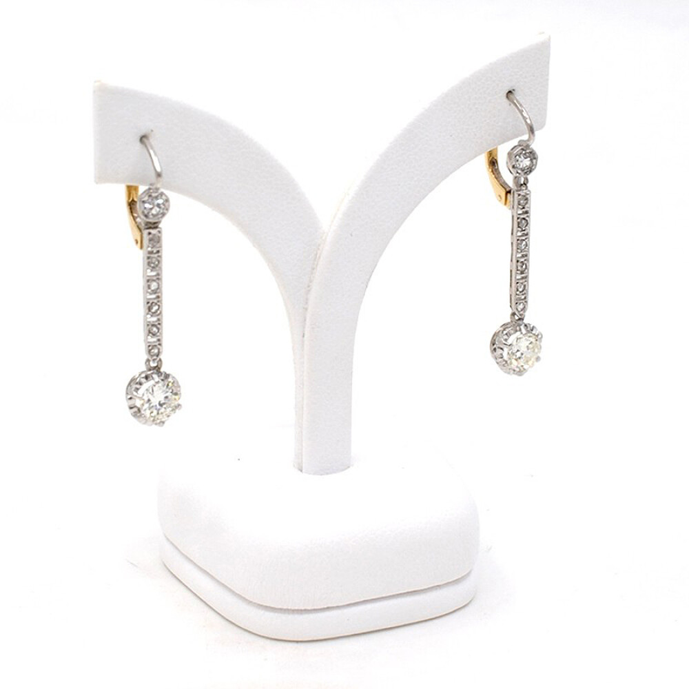 Caravanas Antiguas En Oro 18K, Brillantes Y Diamantes Caravanas Antiguas En Oro 18K, Brillantes Y Diamantes