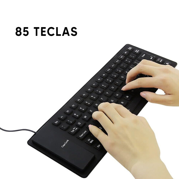 Teclado Flexible Con Cable Ledstar Wb-86 NEGRO