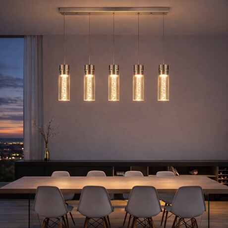 Colgante led lineal cinco cilindros efecto agua 30W Colgante led lineal cinco cilindros efecto agua 30W