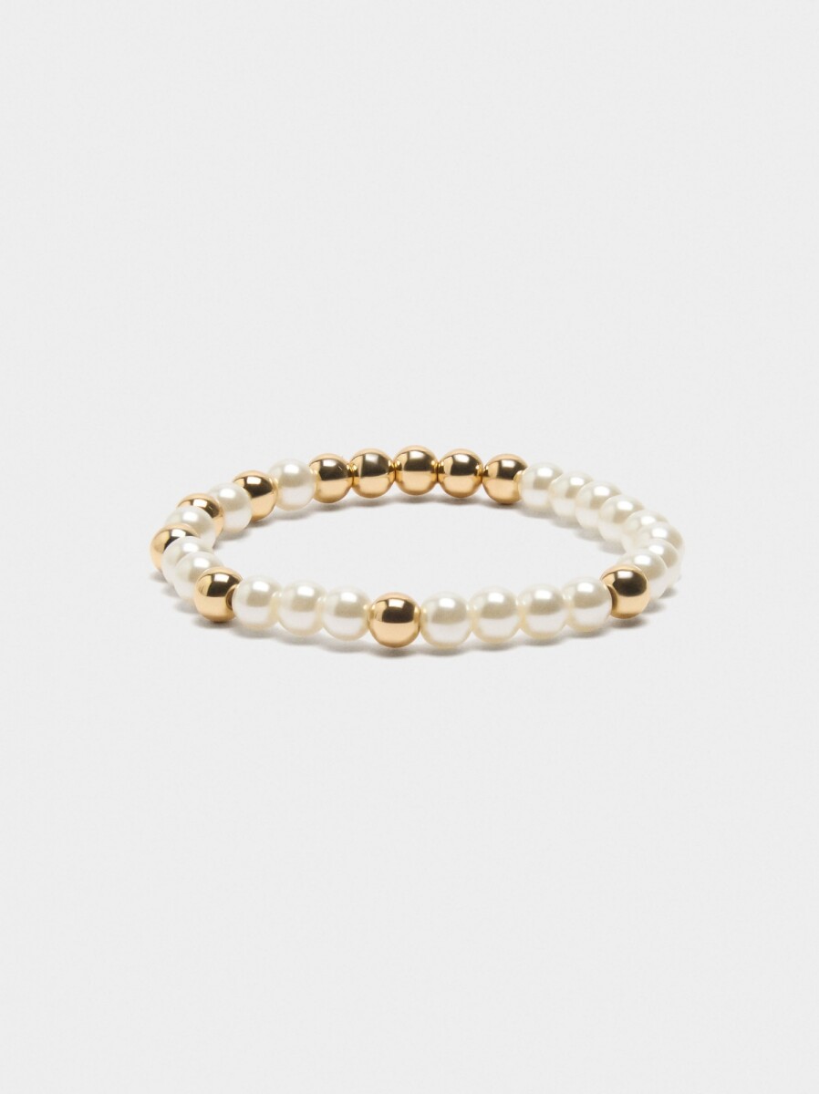 Pulsera Elástica De Perlas - blanco 