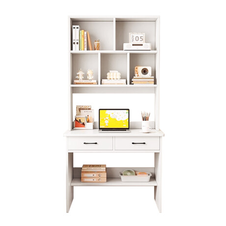 Escritorio Con Cajones Y Estantería 70 Cm Mdf Ub BLANCO