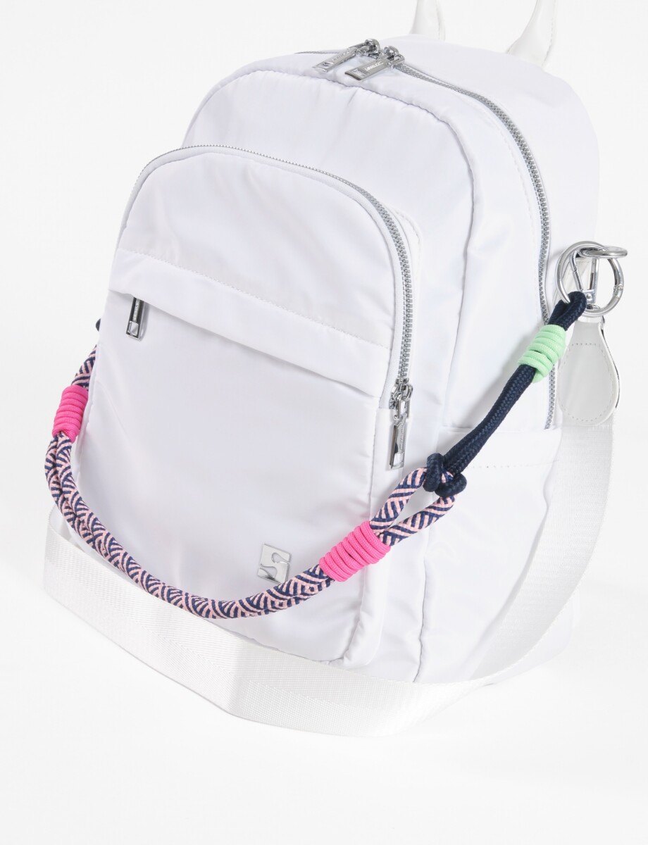 Mochila - bandolera grande con correa cordon - blanco 