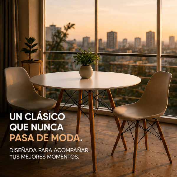 Mesa Comedor ComboHome Eames Redonda Laqueada 100Cm Premium Blanco 1