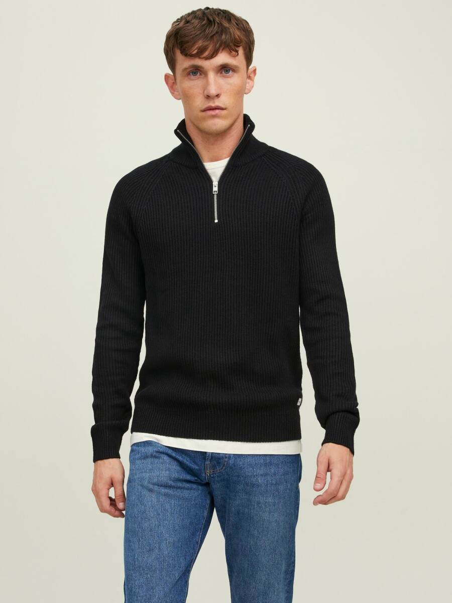 Sweater Pannel Cuello Cremallera - Black 