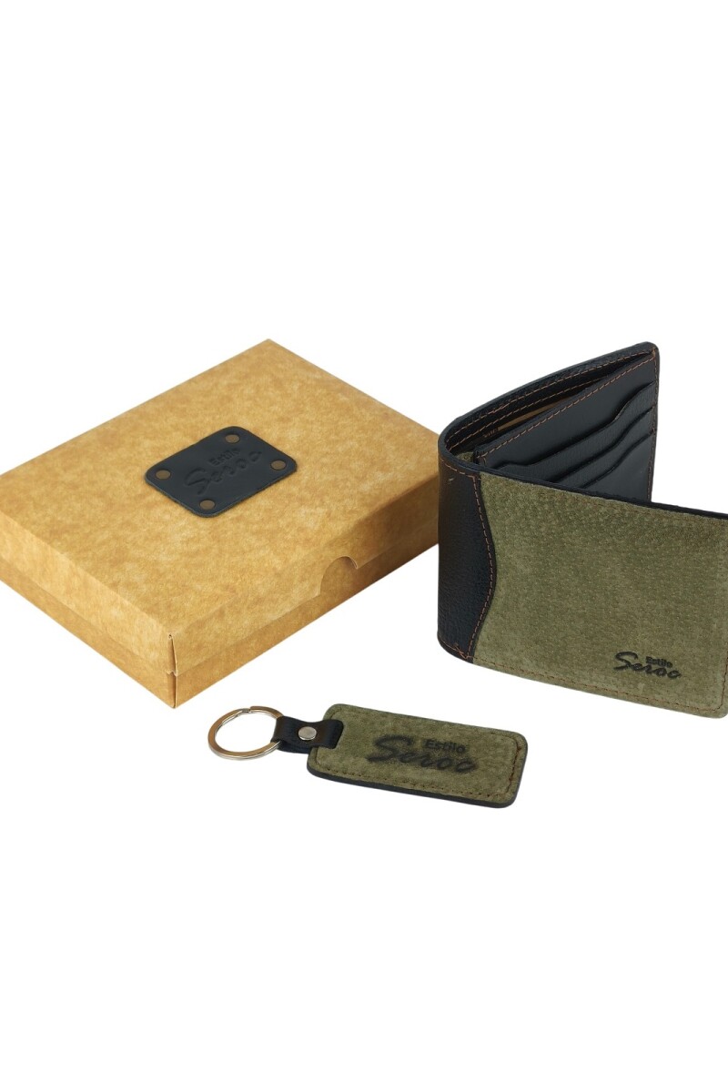 Set billetera y llavero Verde