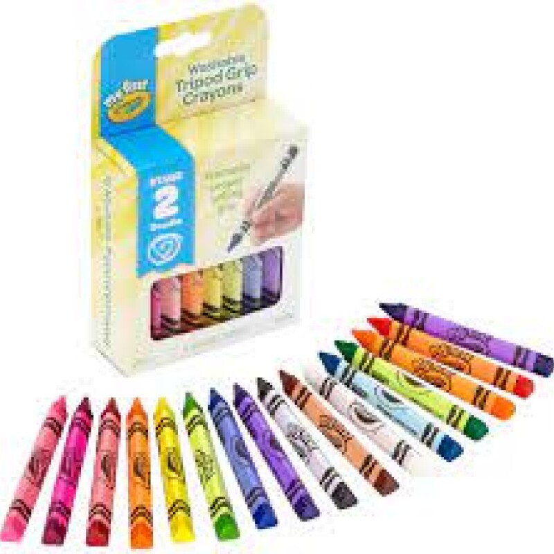 Crayones de agarre triangular lavables, 8 unidades Crayones de agarre triangular lavables, 8 unidades