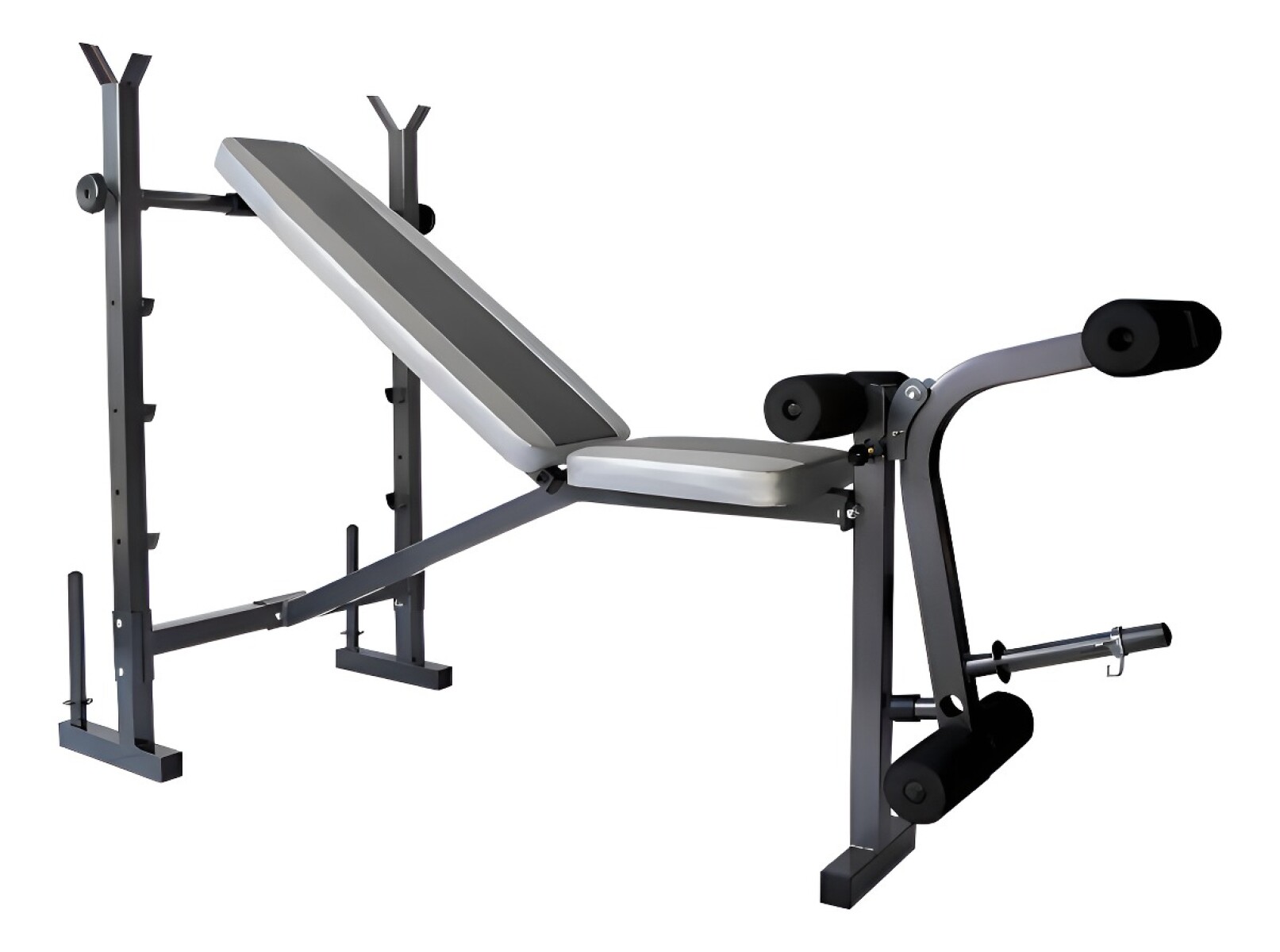 BANCO DE PECHOS Y PIERNAS PLEGABLE P / PESAS GRIS NEGRO 