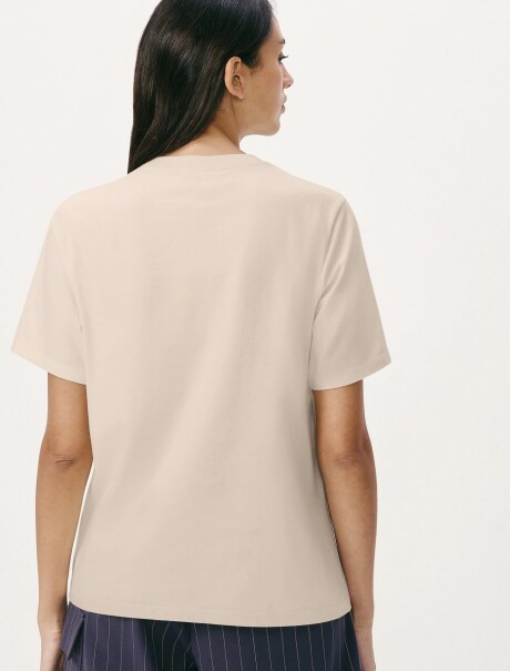 CAMISETA BÁSICA DE ALGODÓN BEIGE