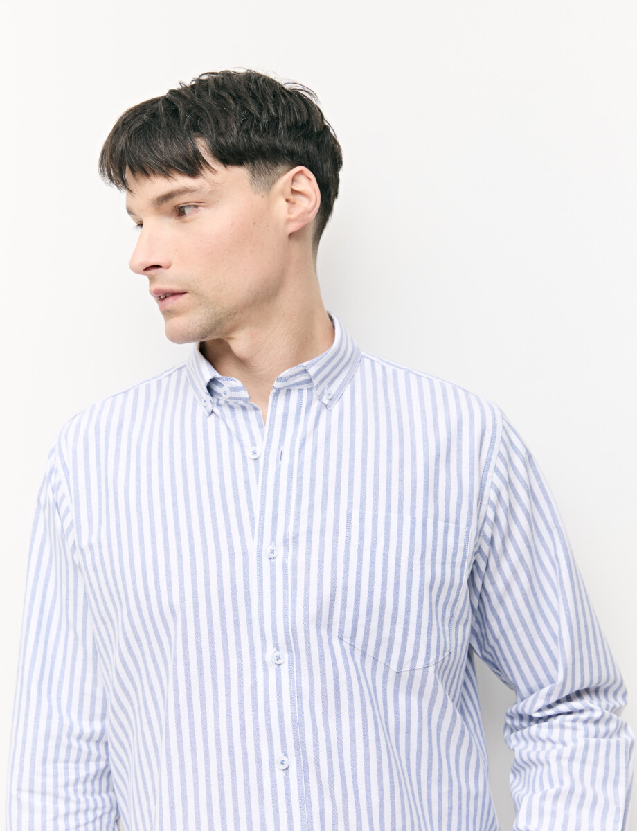 012726 CAMISA STRIPES WILL Blanco/azul Osc