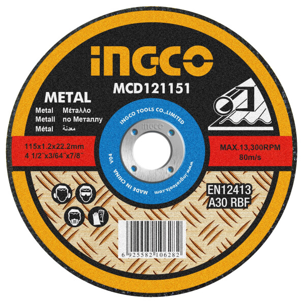 DISCO CORTE METAL 4½ X 12MM INGCO MCD121151 CHATO 115X12MMX222MM UNIDAD DISCO CORTE METAL 4½ X 12MM INGCO MCD121151 CHATO 115X12MMX222MM UNIDAD