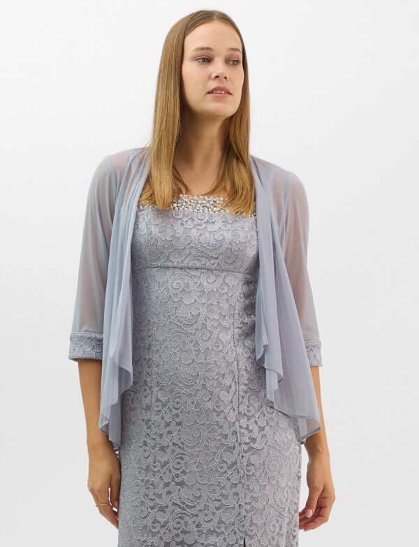 Conjunto Dos Piezas Tul Bordado GRIS