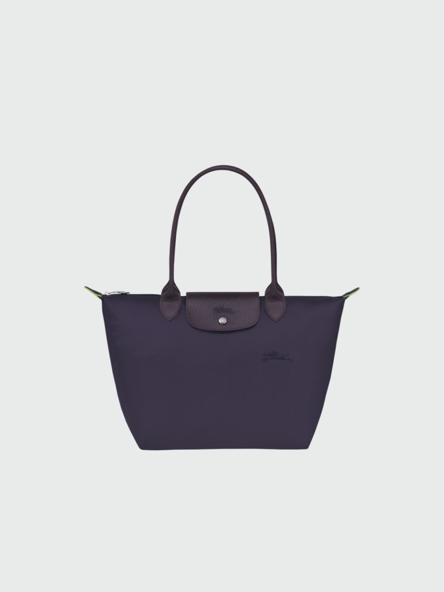 Longchamp -Cartera Longchamp plegable de nylon con cierre y asa larga, Le pliage M - Violeta 