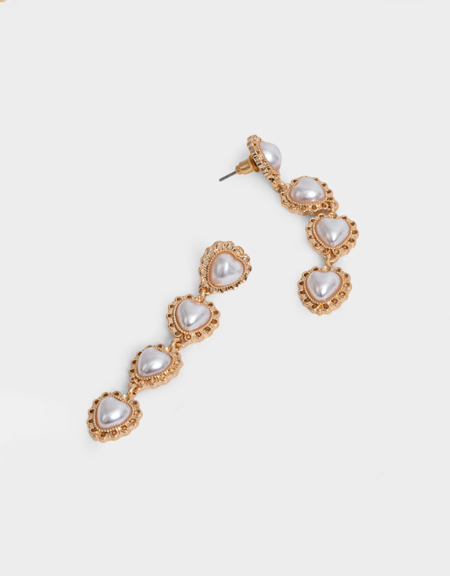 Aros Colgantes Largos Con corazón Aros Colgantes Con Corazón - Dorado