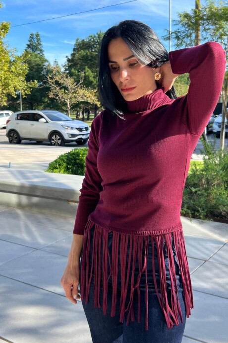 Buzo con flecos Fatima Bordeaux