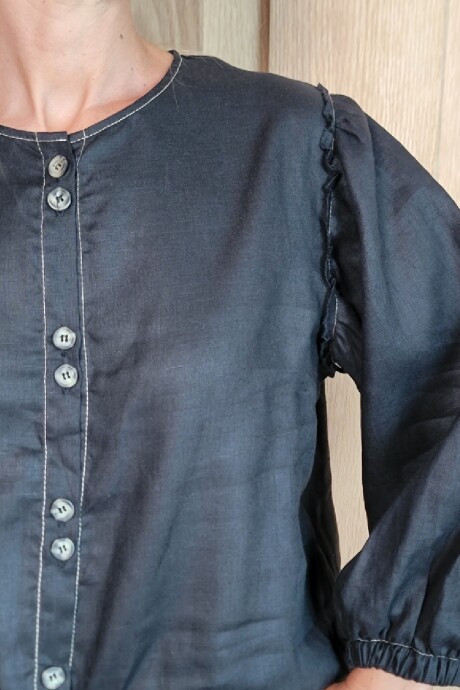 Camisa Melón Puro Lino Negro