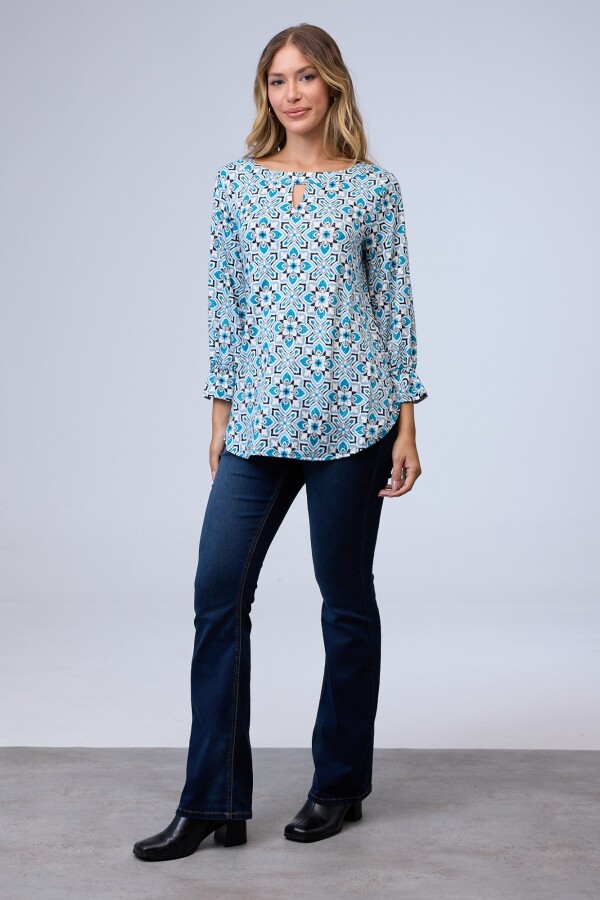Blusa Keyhole MULTI/TURQUESA