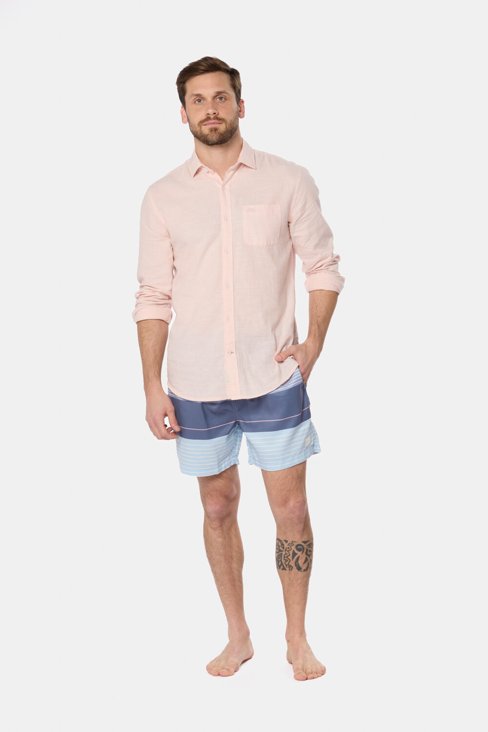 SHORT DE BAÑO RAYADO Azul