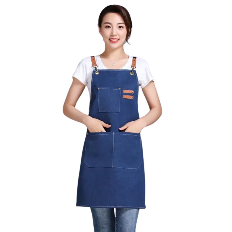 Delantal Unisex y Ajustable Para Chef Estudio Cocina Mesero Azul