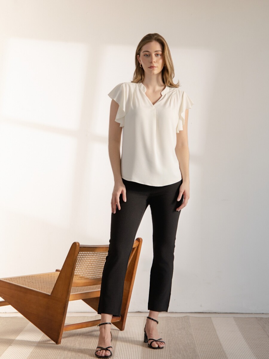 Blusa Cuello Mao. - Natural. 