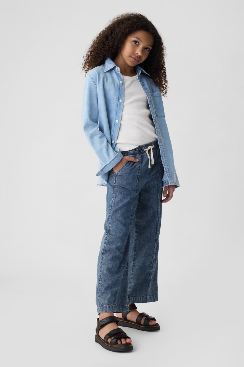 Jean Wide Leg Niña Medium Wash