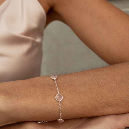 Pulsera Karvik Cuarzo Rosado Plata 925 0