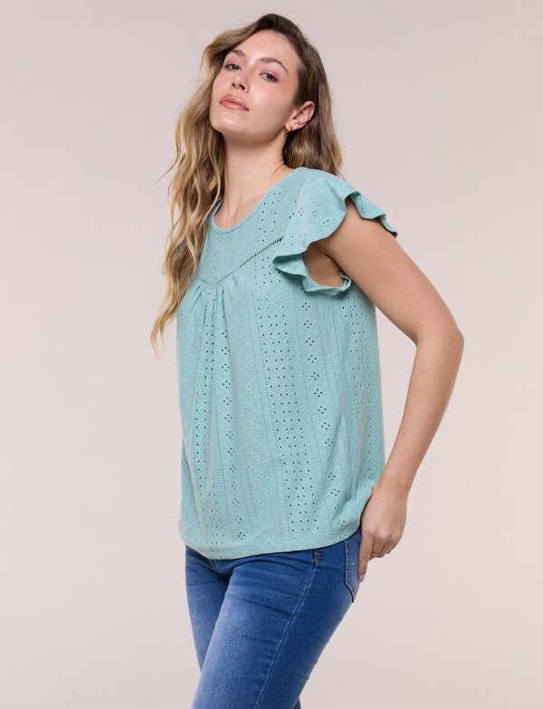 Blusa Broderie VERDE AGUA