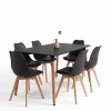 Juego de Comedor 6 Sillas Eames acolchada 120 Negro