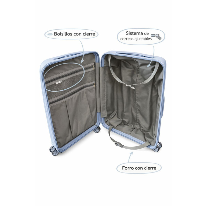 Set Valijas De Viaje Rígidas 2 Piezas Carry On 14” Y Valija 20” Celeste