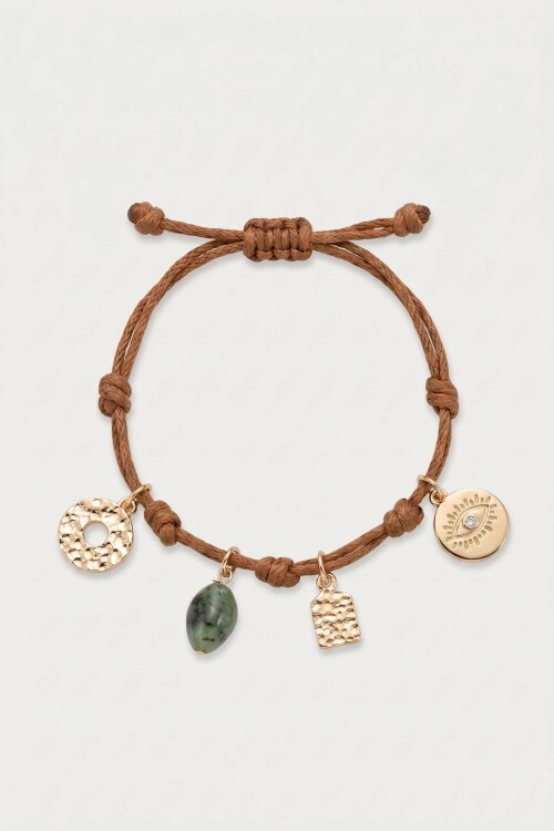 Pulsera cord dijes dorado