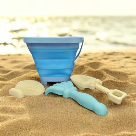 Set de juego de playa balde cuadrado plebale Celeste
