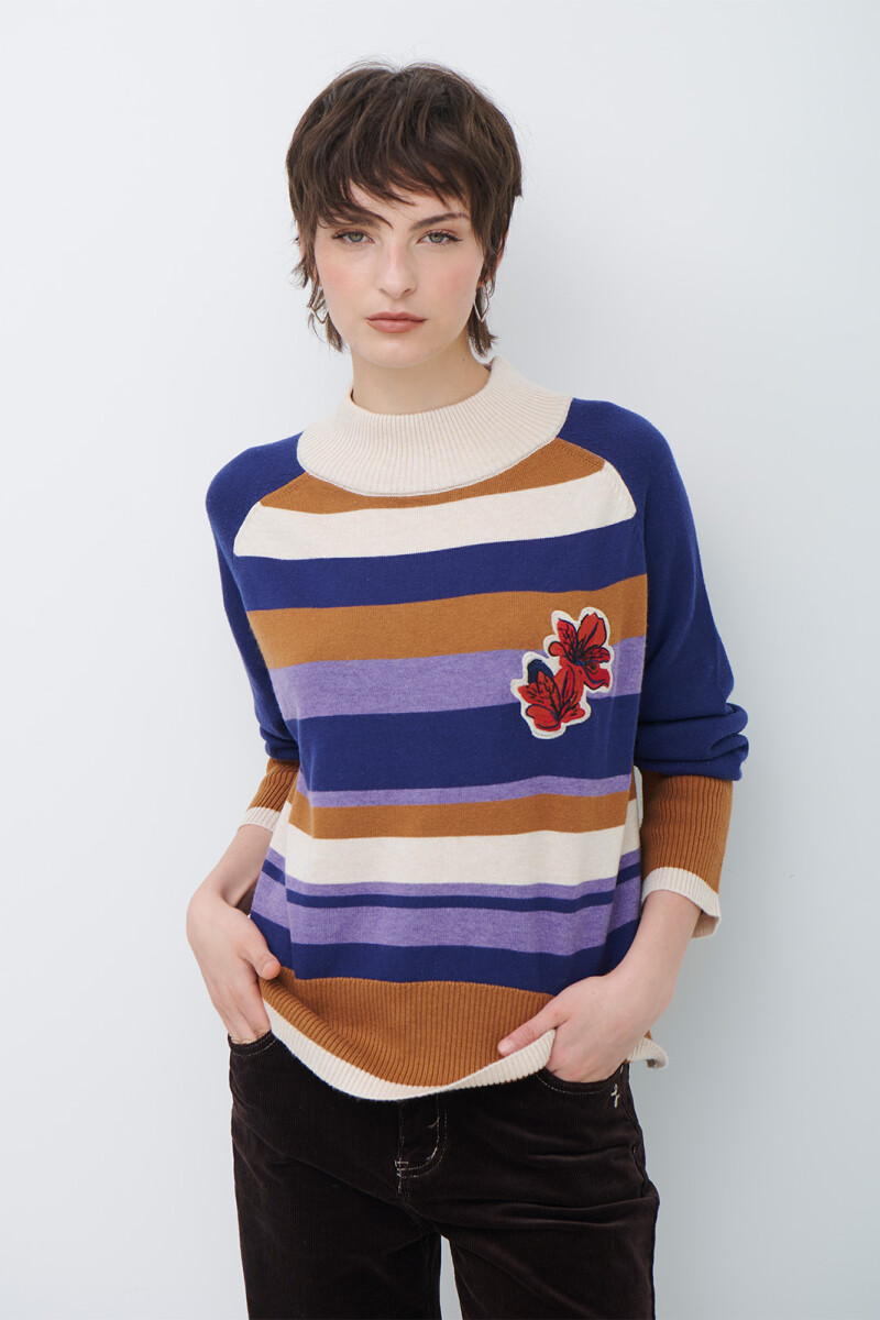 POLERA RAYA FLOR AZUL