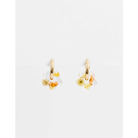 Aros Argollas Con flores Dorado