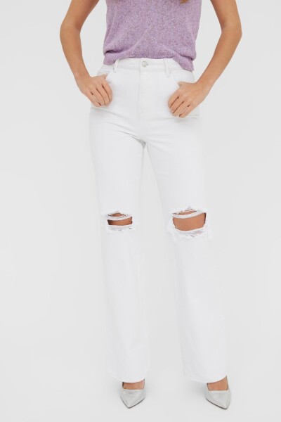 Jeans Kithy Straight Fit Con Roturas Snow White