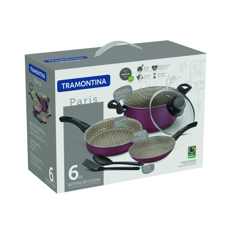 Juego batería de cocina rojo modelo "PARIS" 6 pzs TR5948