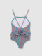 Traje De Baño Estampado Retro Verde Agua
