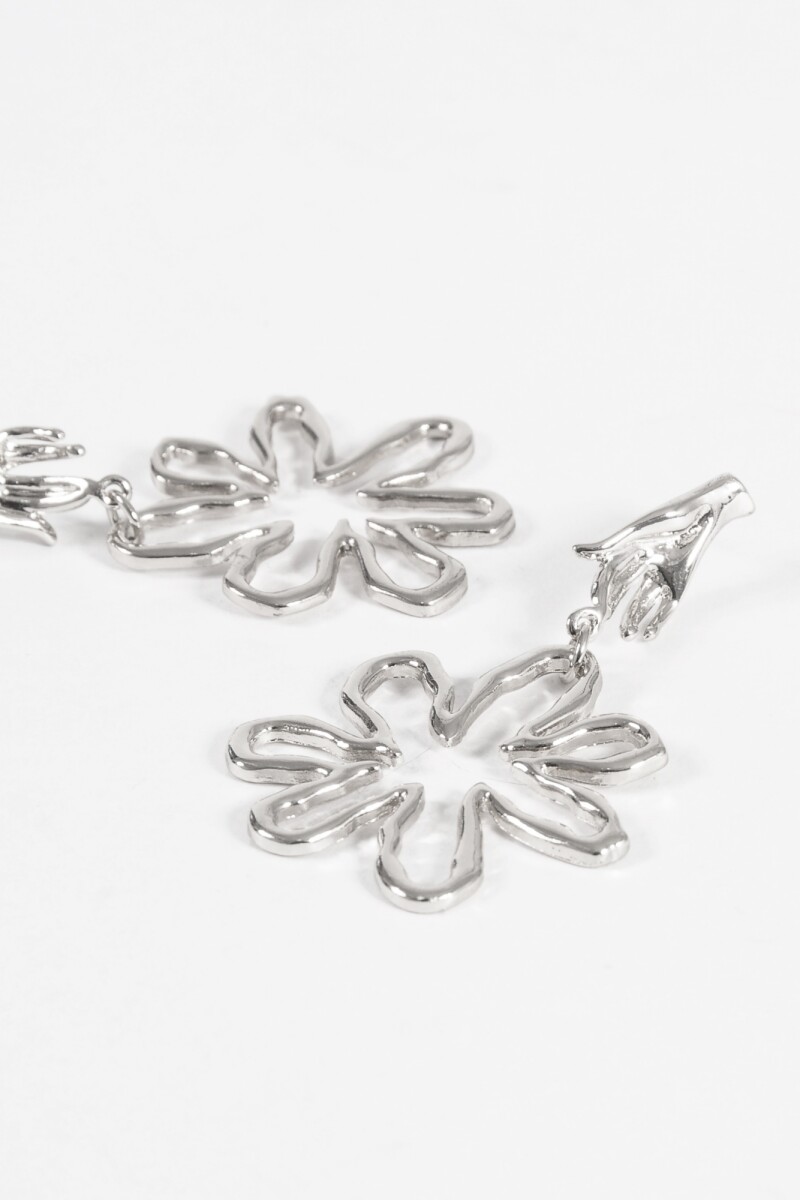 Caravanas flor texture plateado