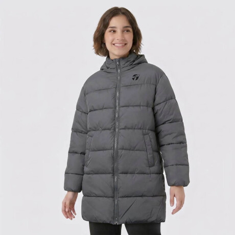 Campera Topper Dama Puffer C/Capucha Cuello Alto Gris