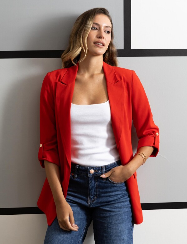 Blazer Manga Botón ROJO