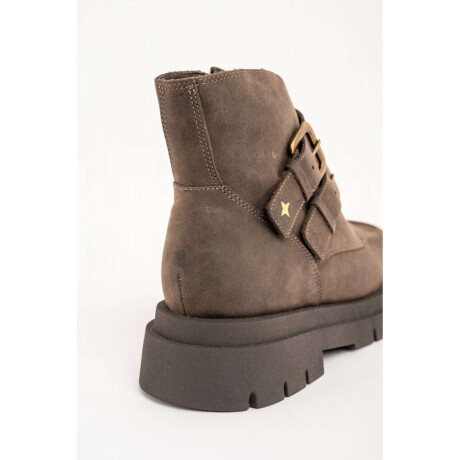 Bota Cuero Con Hebillas Vison