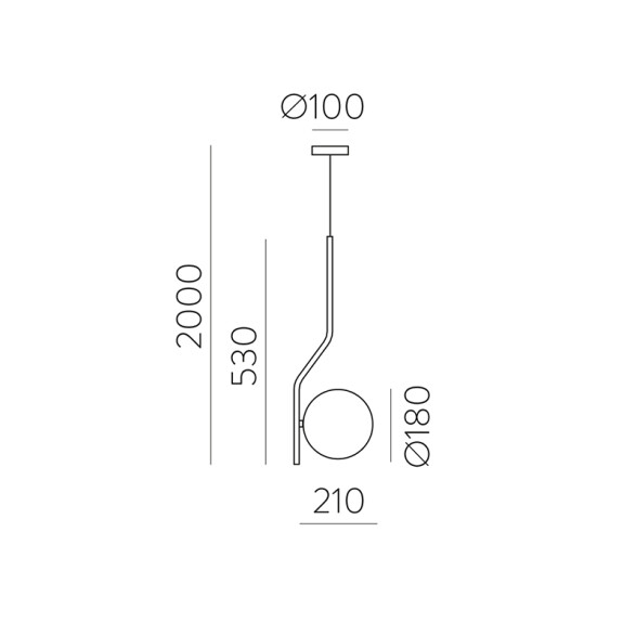 Colgante metal negro globo vidrio opal E27 Ø180mm BA0240