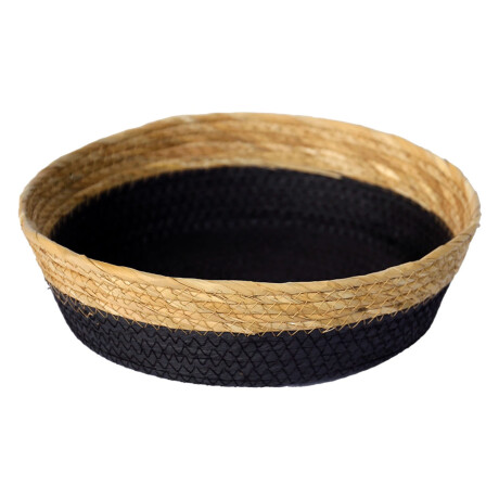 Cesto Canasto de Fibra Natural Paramount Decoración Ø30x9Cm Negro