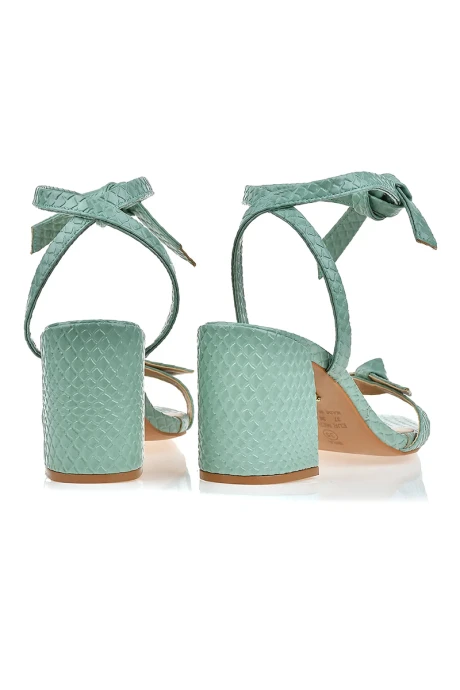 Sandalia Taco Mediano Python Nudo Verde