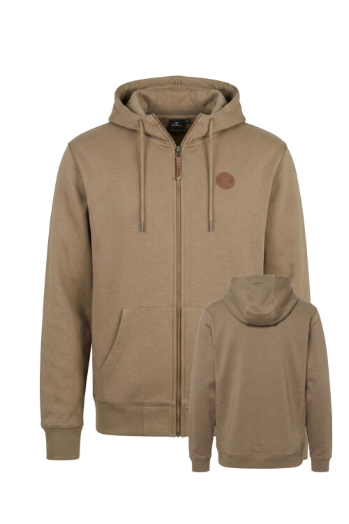 Campera O'Neill Full Zip Leather Patch Beige