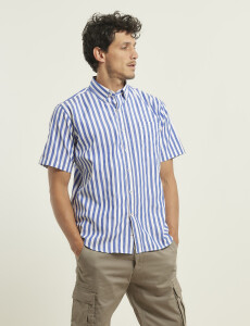012530 CAMISA HARRINGTON LABEL Blanco/azul